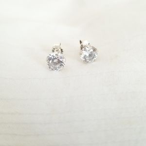 Vintage Sterling Silver CZ Solitair Earrings